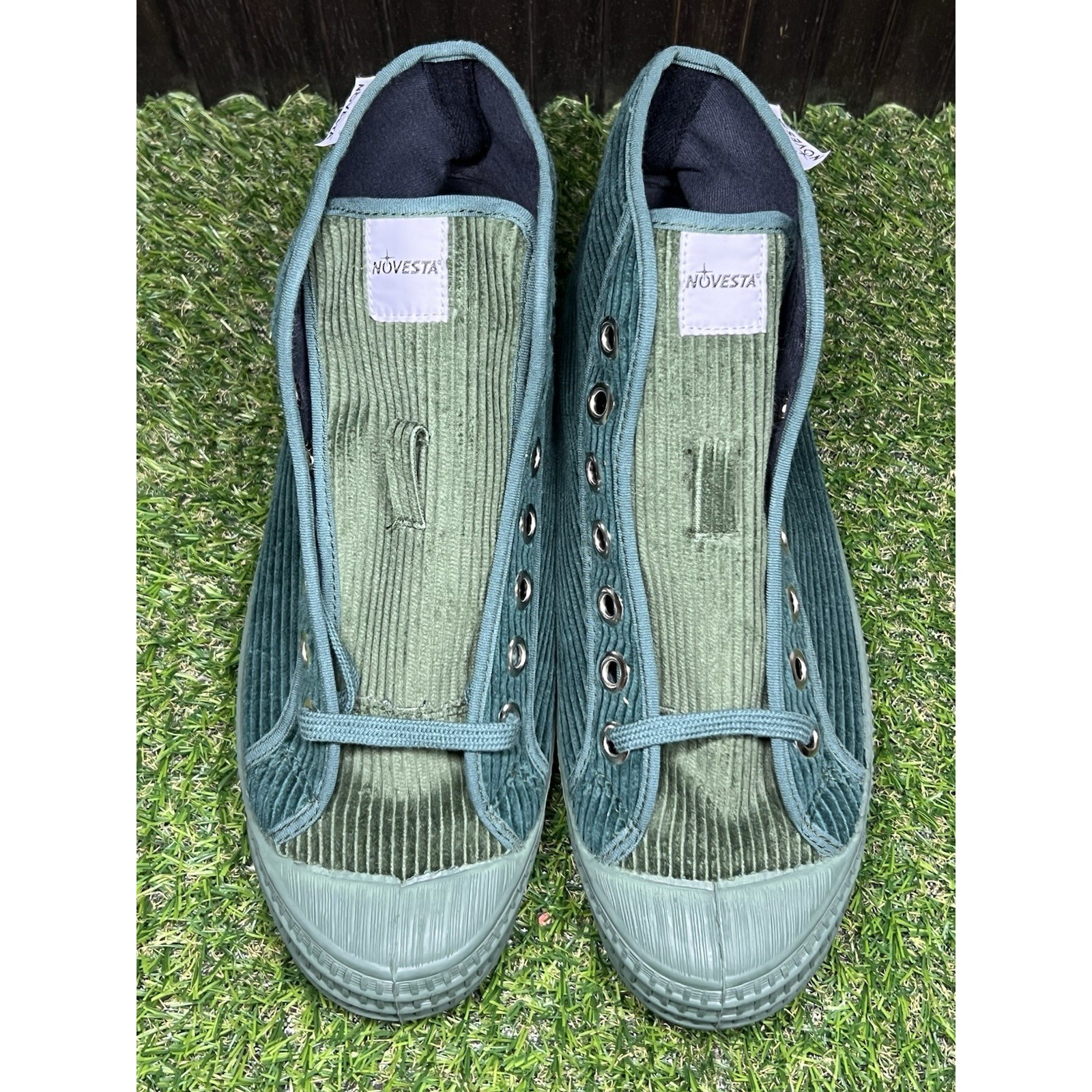 Size 7 - Novesta Star Dribble Corduroy Sneakers Green-Khaki Uk 6.5/Eur 26.5 — image 4 of 8
